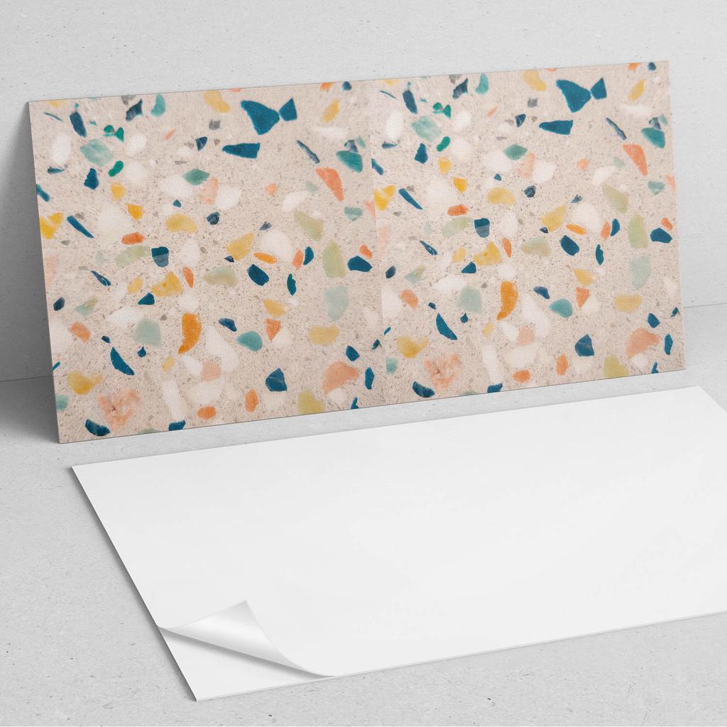 Winylowy Panel Samoprzylepny Do Kuchni 100X50 Cm Wzór Z Kolorowymi Fragmentami