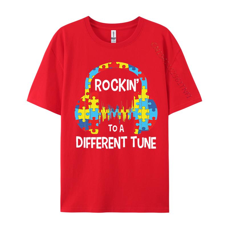 

Autism Game Rocking To A Different Tune Tshirts for Men Man Cotton Tees Retro Printed Tshirts Basic S