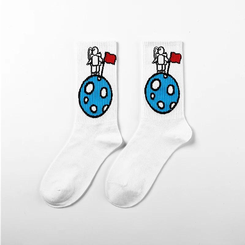 New Cyberpunk Style White Cartoon Gameing Socks for Men and Women Game Over Socks Cotton Women Ins Style Funny Happy Socks