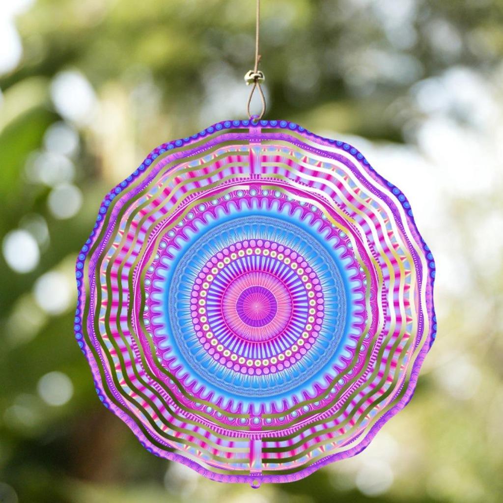 10 Inch Purple Blue Hanging Wind Spinner 360 Degree Rotating Metal Art for Garden Balcony Outdoor Decor No Battery Needed Creative Gift