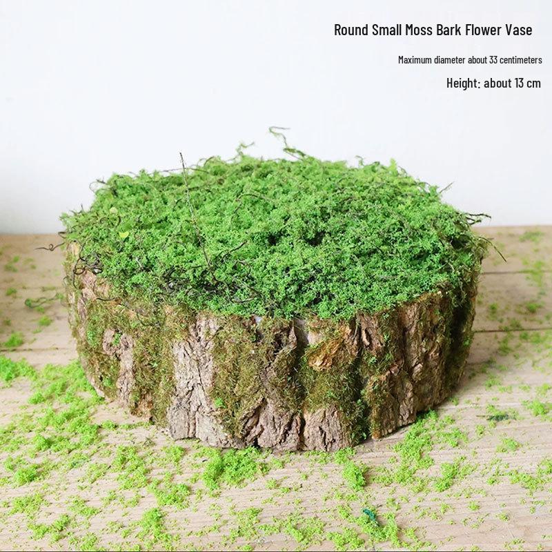 Forest Style Artificial Tree Stump with Moss Bark - Kindergarten and Country Style Decorative Ornament, Perfect for Landscaping or Inserting Flowers.