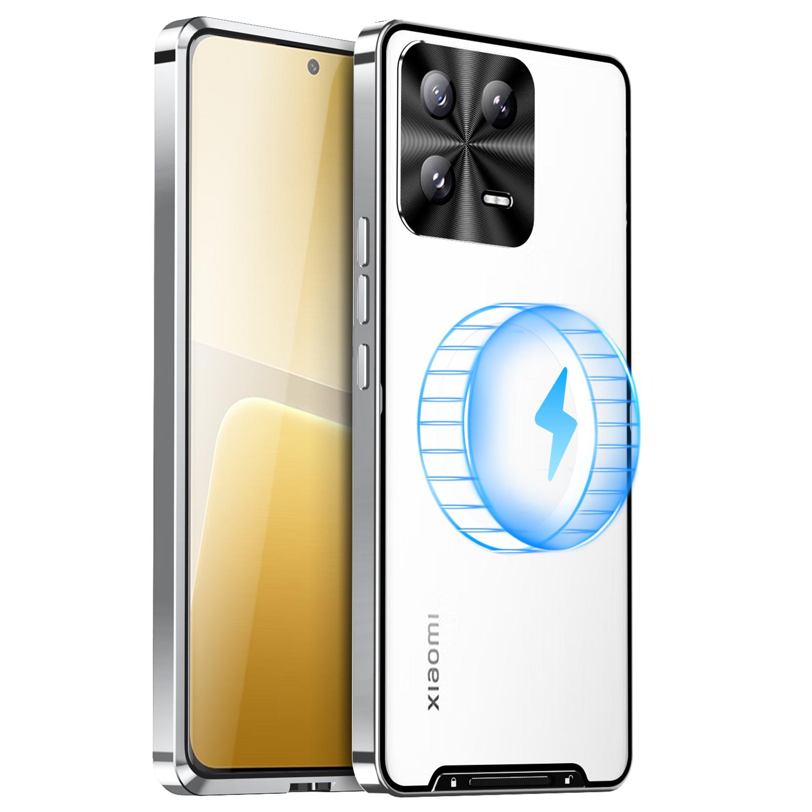 

Матовый магнитный чехол для телефона Xiaomi 13 5G, гальванизированный металлический край, защита объектива, чехол для телефона Silver