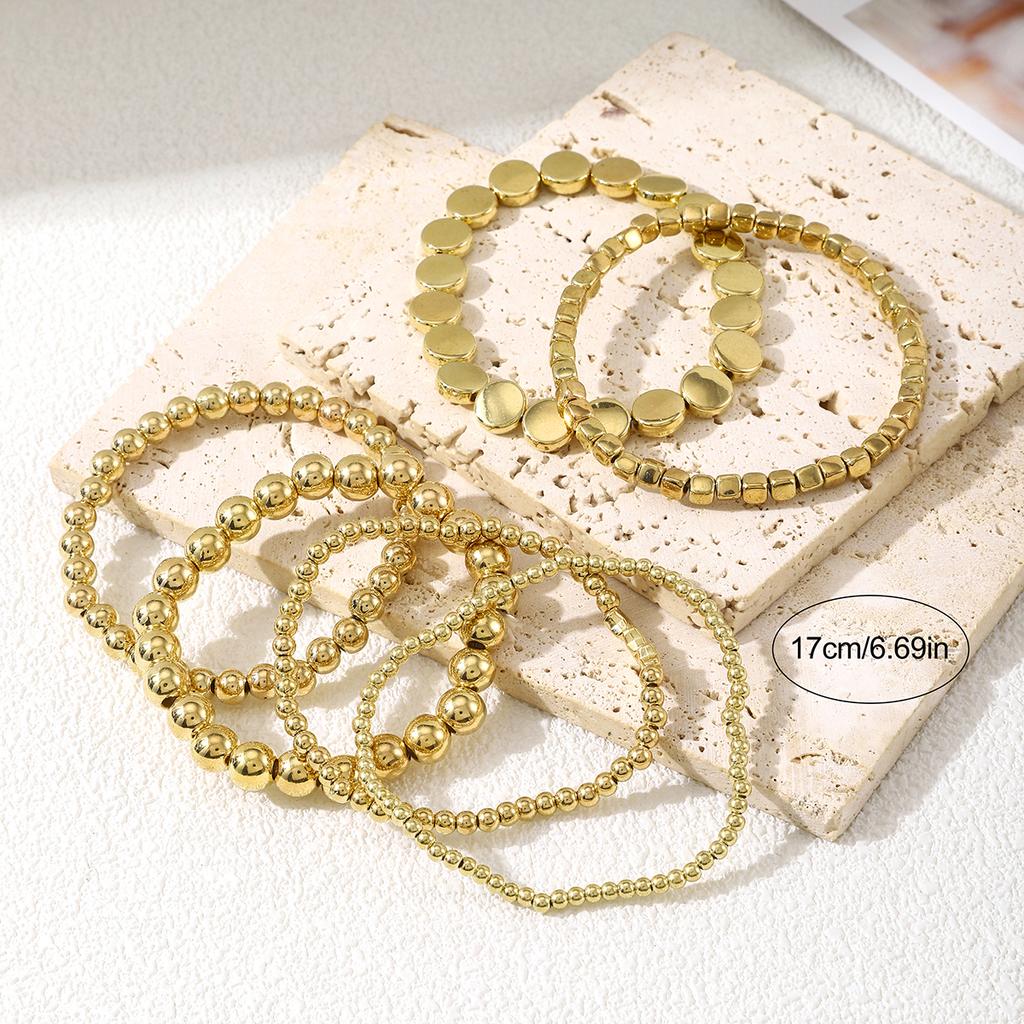 Bracelet de Perles CCB Vintage Bracelet de Perles Créatif Perle Plate Perle Étoile Ensemble de Bracelets pour Femmes Bohème Quotidien Polyvalent Zircon Cadeaux