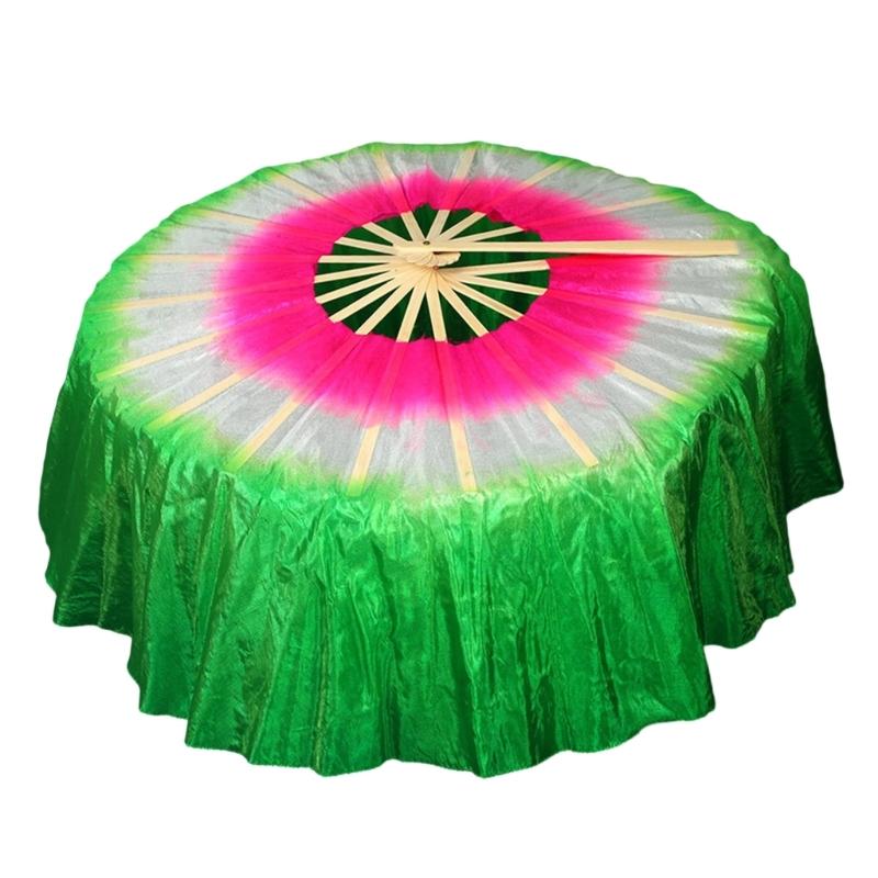 

Decorative Round Hand Fan Foldable,Handheld Folding Fan for Wedding,Dancing Artificial Silk Belly Dance Bamboos Fan