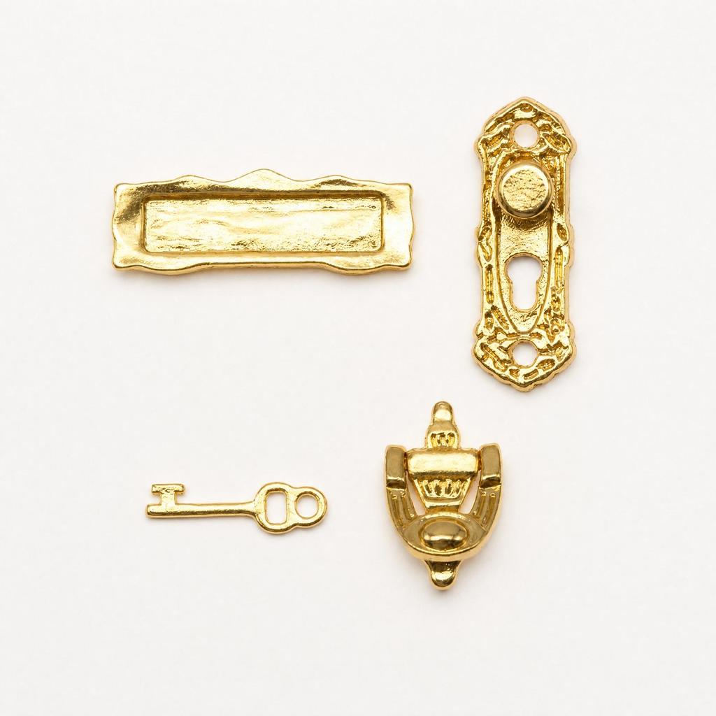 4 Pieces Miniature Letter Box Gold-Tone Dollhouse Door Hardware Set Compact