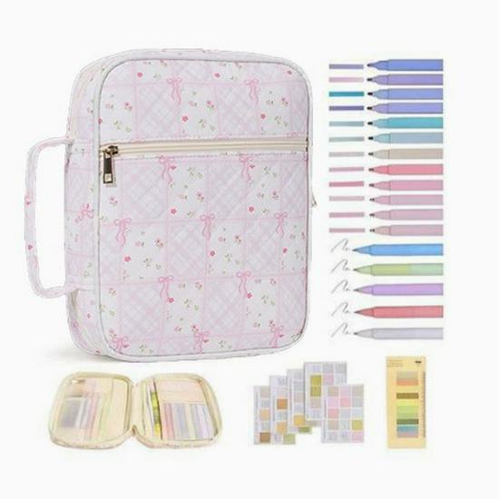 Large Capacity Quilted Cotton Book Storage Bag - Portable, Dustproof Cover