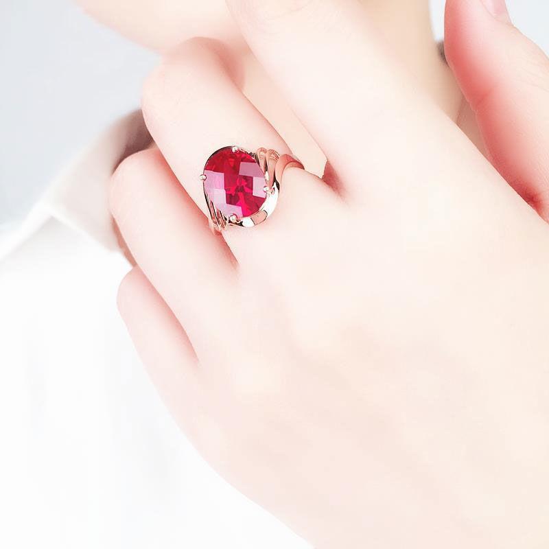 Purple Gold-Plated Rose Gold Phoenix Tail Inlaid Redstone Ring, Noble Temperament And Elegant Color Gold Live Ring Ring