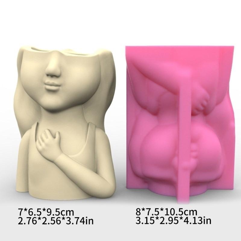 Girl Candle Holder Silicone Mold Cartoon Flower Pots Mold Candle Tray Mold Home Decorations Exploy Resin DIY Crafts