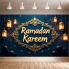 Ramadan Kareem Banner Mosque Lanterns Festive Welcome Backdrop Ramadan Mubarak Party Home Decor Photography Props Background