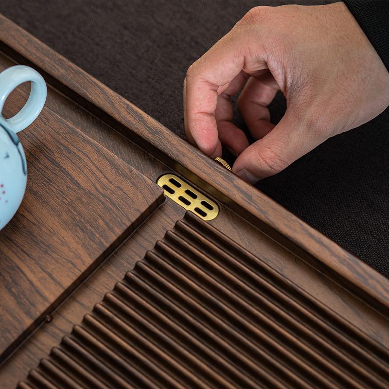 Tea tray solid wood household living room new dry brewing small tea table whole high-end office kung fu tea set drainage