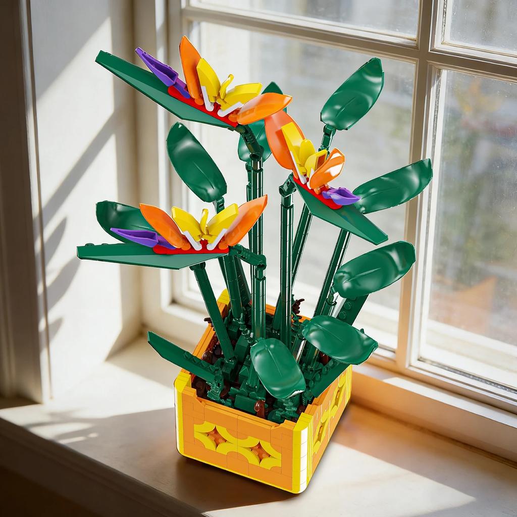 Bouquet Building Blocks Moc Paradise Bird Bricks Home Decoration Diy Toys Girl Birthday Gift
