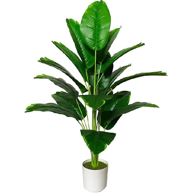 Artificial Plant in Pots Fake Plants Indoor Outdoor, Faux Potted Tree Tropical Palm Floor Plants for Home Office Living Room Bedroom Decor