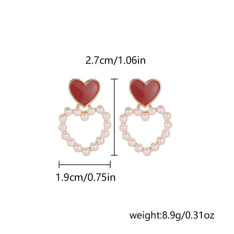 S925 Silver Needle Claret Red Vintage Hepburn Style Pearl Stud Earrings for Women