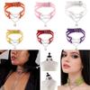 Double Layer Chain Padlock Choker Necklace Punk PU Leather Collar for Women Gothic Jewelry