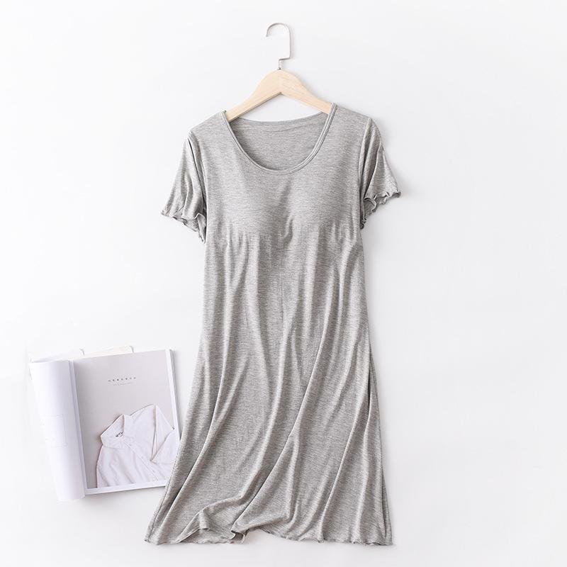 Modal With Chest Pads, Short-Sleeved Nightdresses, Pajamas, No Bras, Thin Plus-Size Ruffled Dresses, Women'S Summer Loungewear