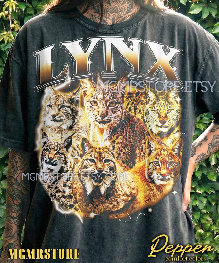 Vintage Lynx Comfort Colors® Tshirt, 90S Graphic Style Tees, Retro Wild Cat Nature Sweater, Bobcat Y2K Tanktop, Big Cat Animal Lover
