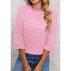 Neues gestreiftes Rundhals-Strickoberteil für Damen mit Schleife am Rücken für die Freizeit