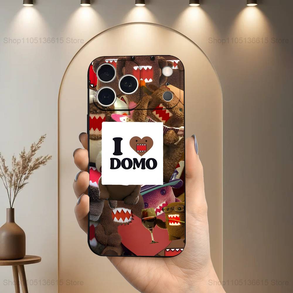 Cute D-DOMO-KUN Art Case For iPhone 17,16,15,14,13,12,11 Air,Plus,Pro Max,XS,X,XR,SE,Mini,8,7,Soft Silicone Black Cover