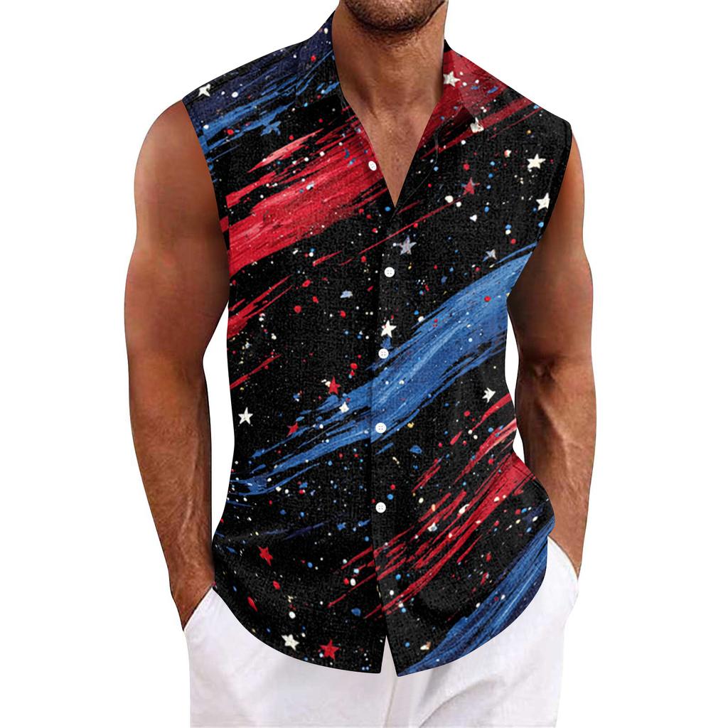 Męska hawajska koszula z klapami zapinana na guziki T-shirt top