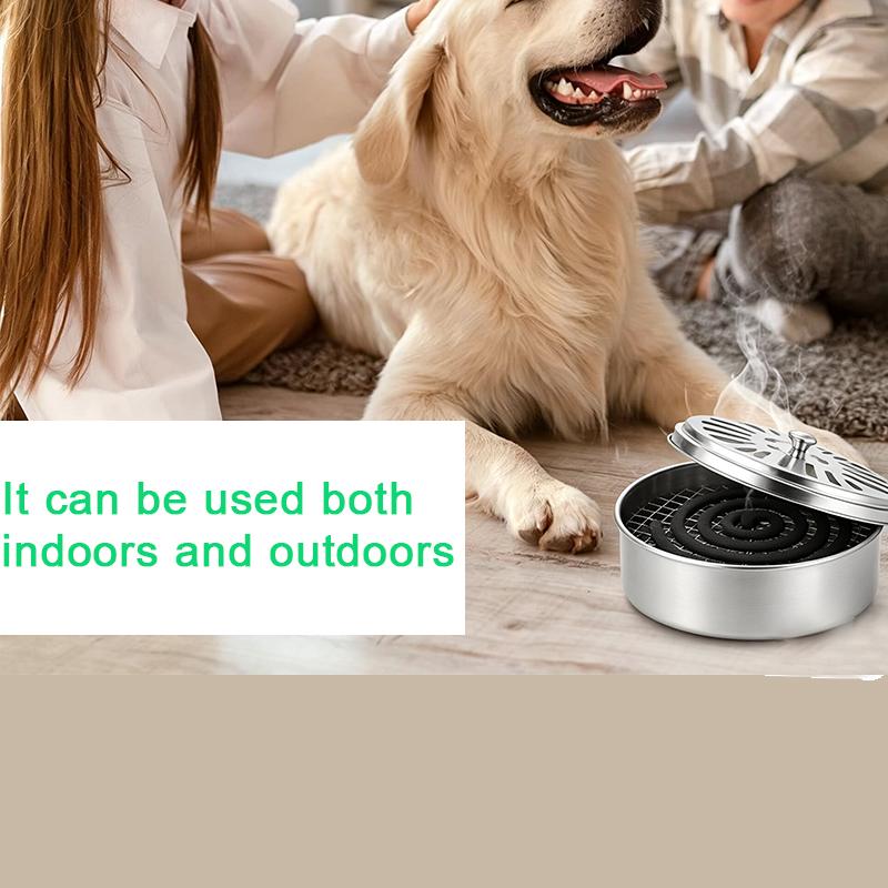 Mosquito Coil Holder Metal Mosquito Repellent Coil Holder with Lid Portable Incense Coil Burner for Outdoor Camping Patio Party