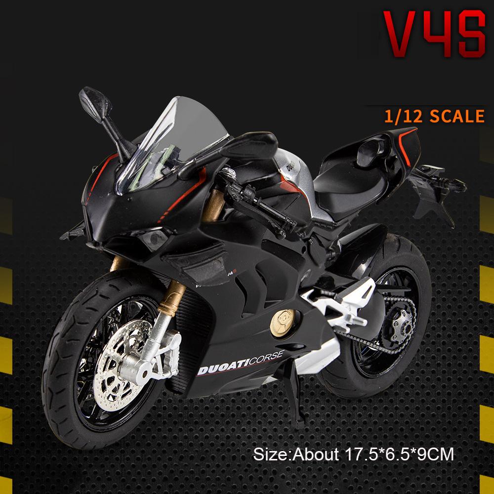 1:12 1199 V4S Racing Motorcycle Model Car Toy Alloy Body Shock Absorption Sound Light Motorbike Wheel Steering Models for Boys