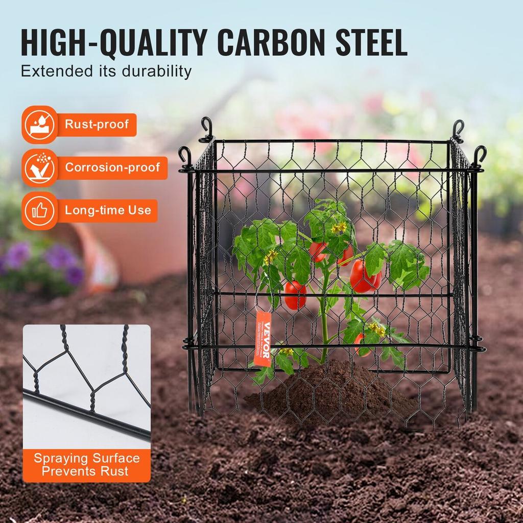 5 Pack Plant Protector from Animals 13.4'' X 13.4'' Metal Plant Cage