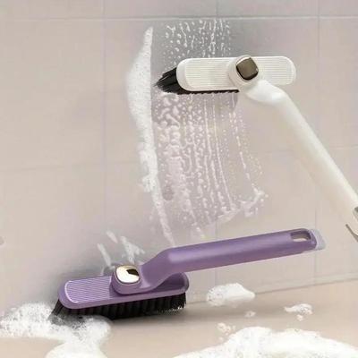 1 Pcs Household Portable Rotating Crevice Brush With No Dead Corners Bathroom Toilet Hard Bristled Handheld Tile Floor Brush