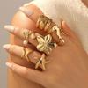Starfish ring set, fashionable flower pair ring, personalized high-end sense, niche ring women