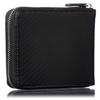 VOICE Carbon Leather Bifold Round Zipper Coin Perfect Boxed Men's Wallet, "Skillfully" Slim, Closure, Easy-to-Use Box-Shaped Pocket, Gift,