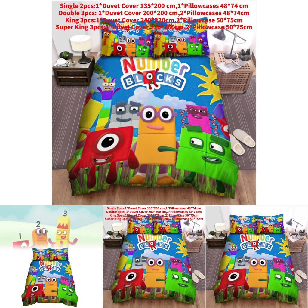 Numberblocks Digital Blocks Bedding Set With Active Dye Printing For Modern Bedroom Decor