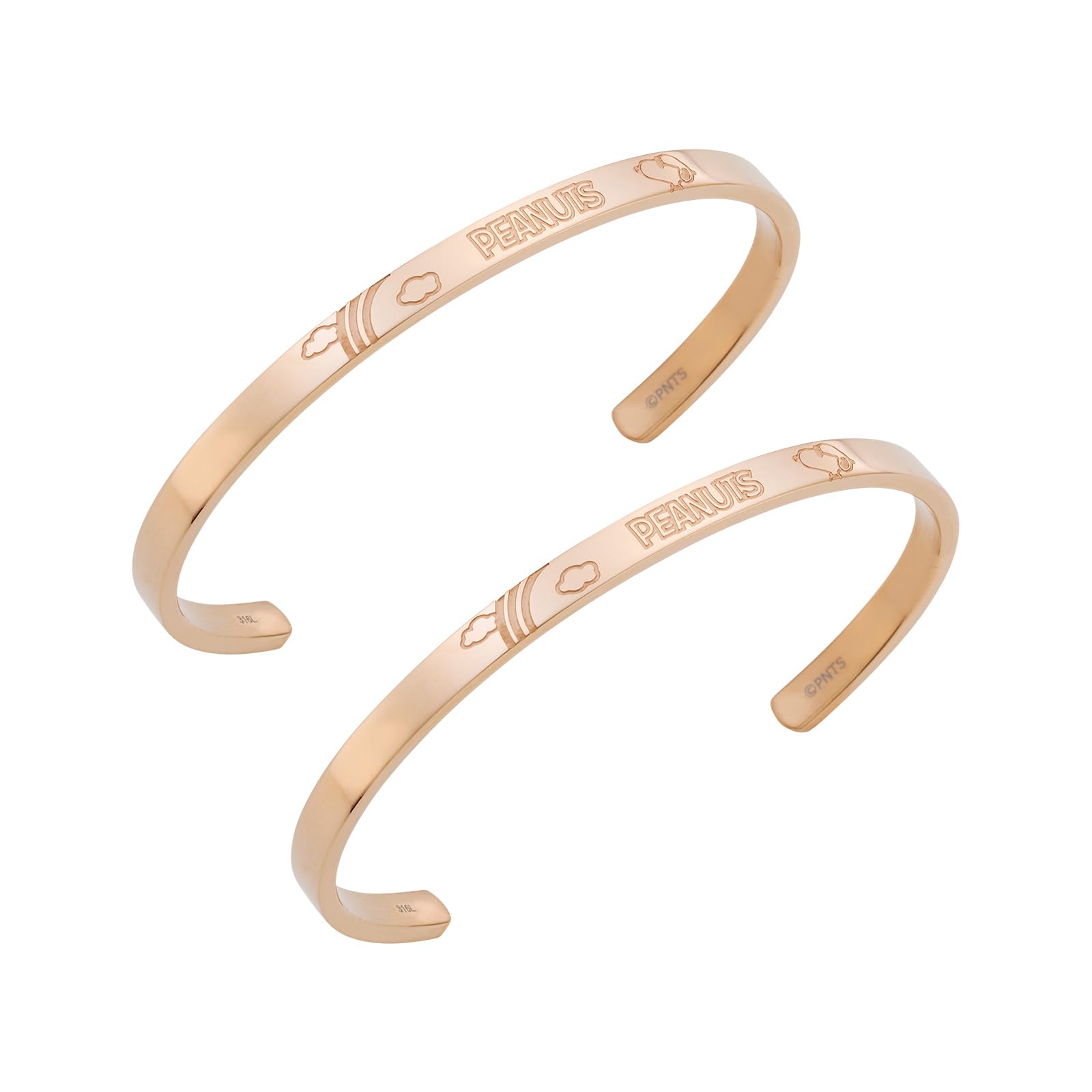 

Snoopy Bangle Set of 2 PEANUTS Hypoallergenic Surgical Stainless Steel Rainbow Cloud Sunglasses Basking in the Sun Pink Pink Jewelry Anniversary