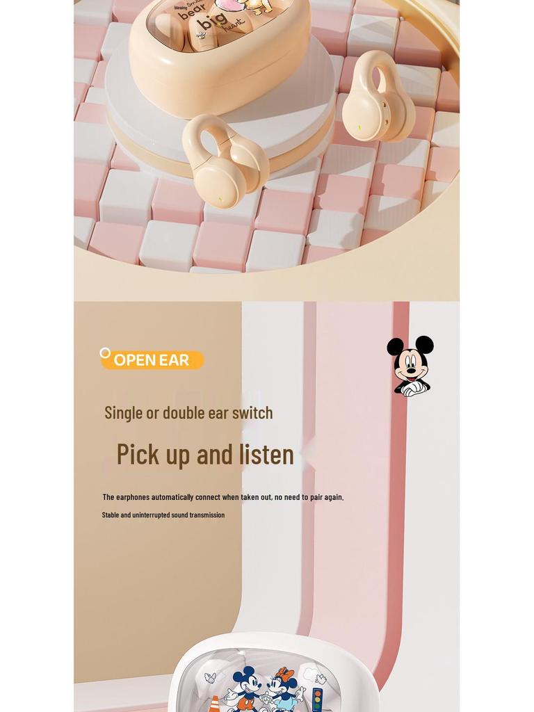 Disney Winnie the Pooh Wireless Bluetooth Earphones - Cartoon Mini, Half-in-Ear Design, Long Battery Life