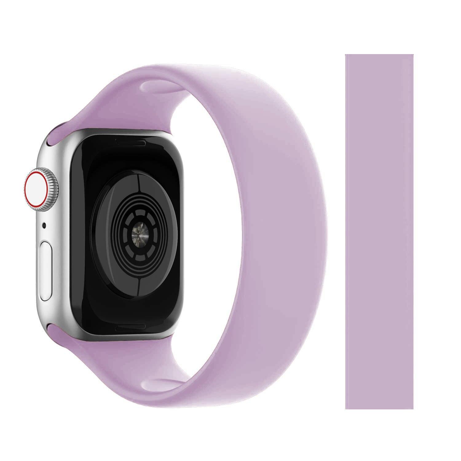 

Solo Loop для Apple Watch ремешок 44 мм, 40 мм, 45 мм, 41 мм, 38 мм, 42 мм, эластичный силиконовый ремешок для часов, браслет iWatch serie 7 6 5/4/3 SE Band 38mm 40mm 41mm&MS фиолетовый