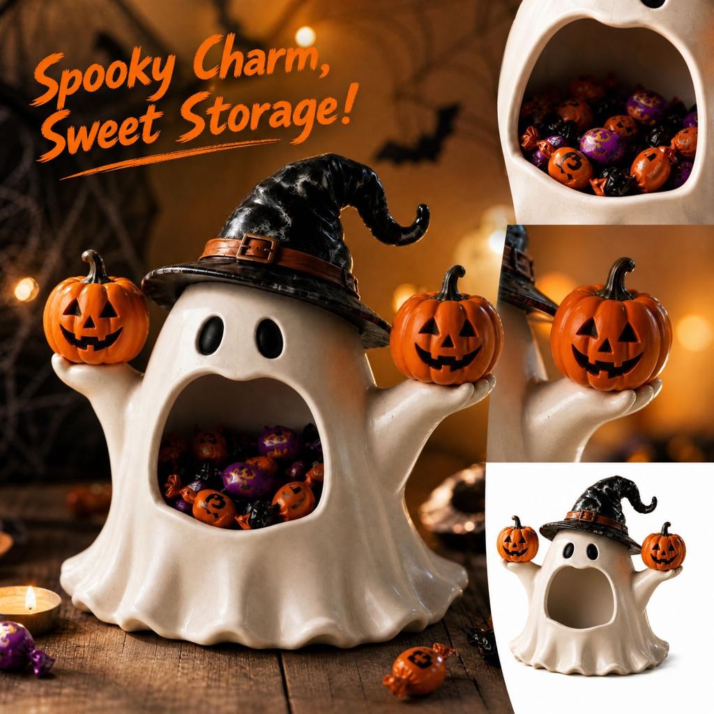 Halloween Candy Jar with Lid for Desktop Storage and Party Display