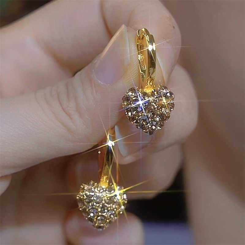 

1 пара роскошных серег-подвесок в форме сердца со стразами ко Дню святого Валентина, блестящий стиль, на каждый день, на фестиваль, для празднования