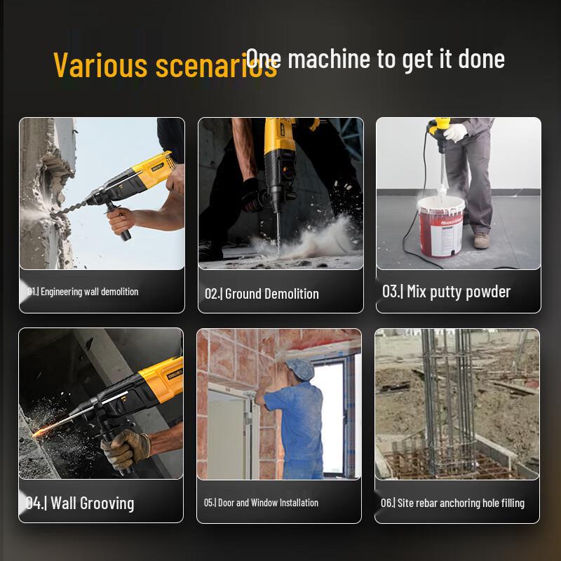Deli Electric Rotary Hammer Drills and Demolition Picks CN plug (adapter included)