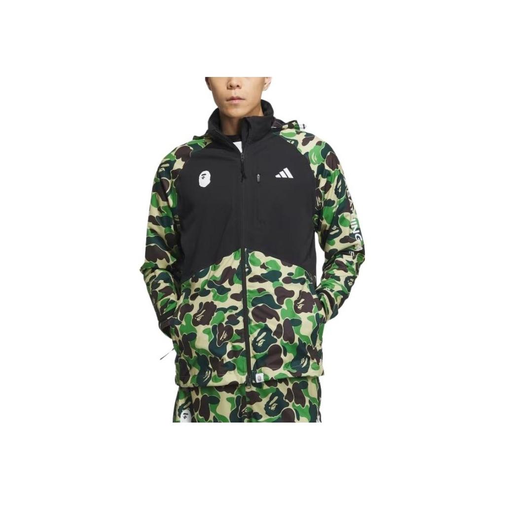 Adidas X Bape Black FW23 Camouflage Patchwork Windbreaker Hooded Jacket Men Outerwear IQ3679
