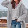 Women Casual Style Jacket Fall Winter Overcoat Hooded Single-breasted Pockets Long Sleeves Windbreaker Mid Warm Length Thick Windproof Solid