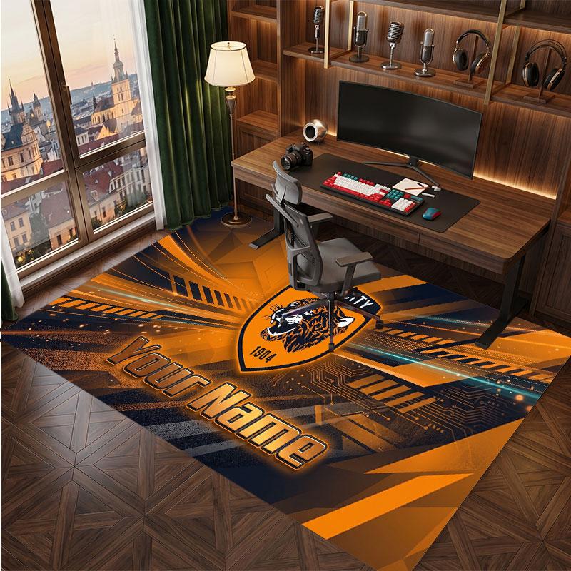 Hull FC Personalized Crystal Velvet Carpet, Customized Name Text Soft Anti‑Slip Rug for Living Room Bedroom