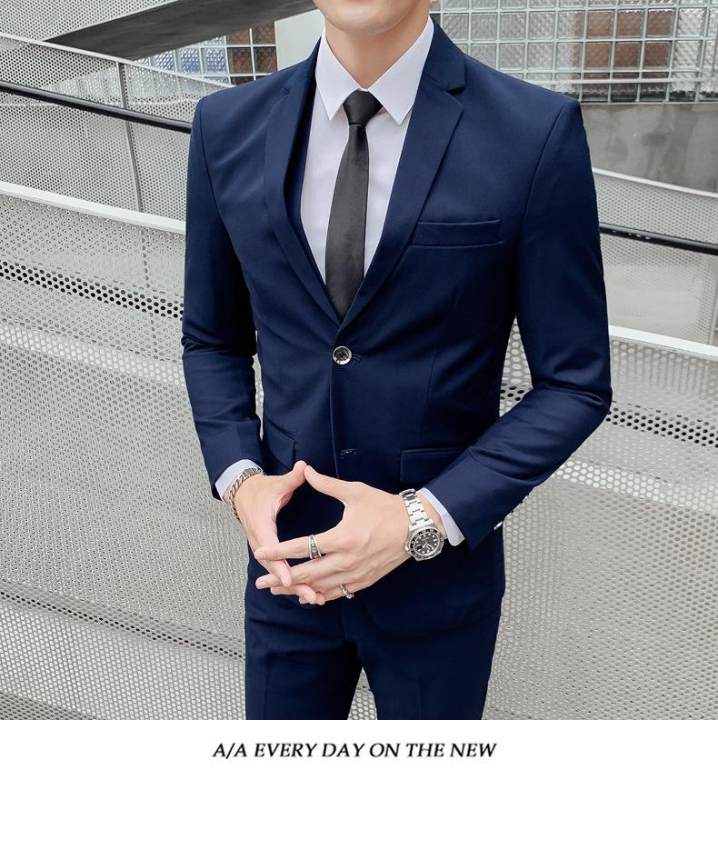 2022 Men's Solid Color Two-Button Suit & Trousers Set