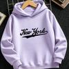 Vintage Letter New York Kids Hoodie Casual Loose Pullover Hooded Sweatshirt for Children