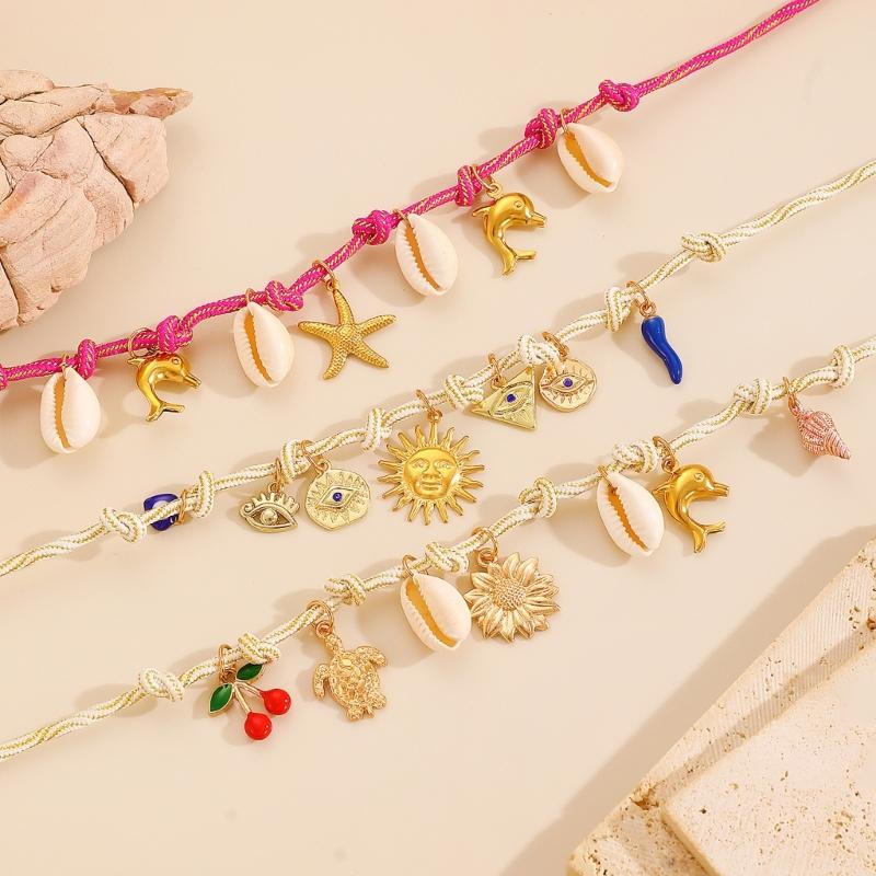 Summer Vacation Jewelry Bohemian Inspired Shell Starfish Pendants Multi Strand Necklace Handmade Gift For Her