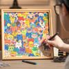 Cartoon Cat Wooden Coloring Puzzle Kit with Photo Frame Marker Pens DIY Hand-Painted Irregular Jigsaw Puzzle Toy Decoration Ornament