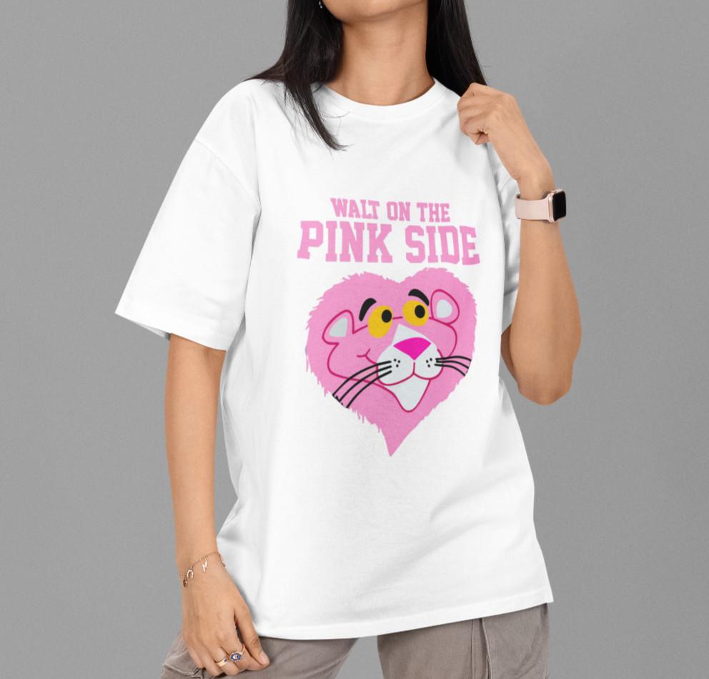 Pink Panther Walk on the Pink Side T-Shirt Cute Cartoon Graphic Tee Vintage Top XXL