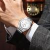 Men's Quartz Business Watch with Luminous Hands, Calendar, DayDate Display, Round Octagonal Bezel, 40mm Diameter, Stainless Steel, Made In Japan