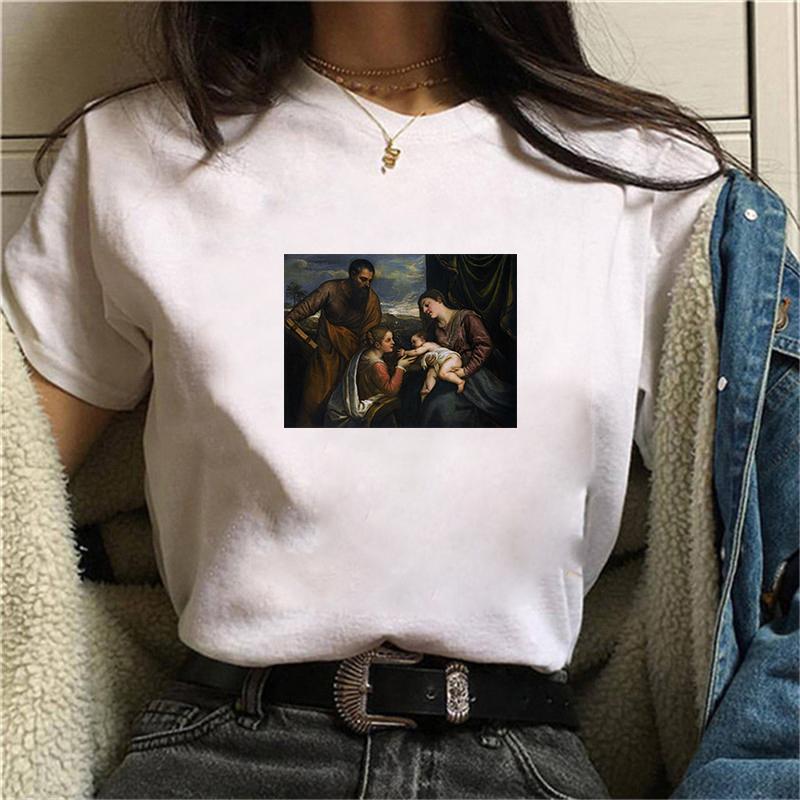 Women T-Shirt New Style Art Oil Painting Short Sleeves T Shirt Summer Fashion Harajuku Oversized T-Shirt Female Casual Clothes