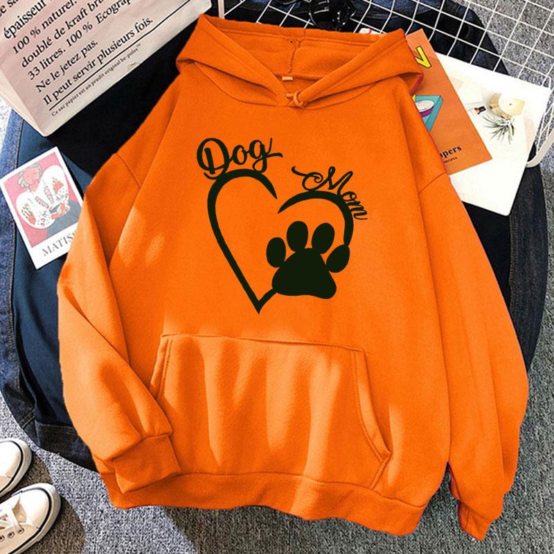 New Fashion Dog Mom Dog Paw Pullover Long Sleeve Sports Hoodie Women Cotton Sweatshirt Pullover Tops (Ship In 48 Hours)
