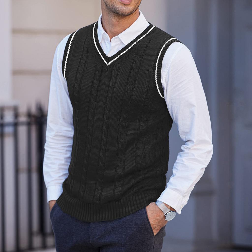 Men's  Leisure  Big Size  V-Neck  Thickened  Knitting  Vest  Sleeveless