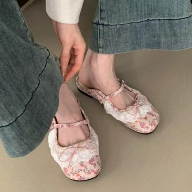 Hot Selling 2025 New Summer Fashion Lace Mules Women Slippers Casual Dress French style Singbacks Slides Ladies Slip On Shoes