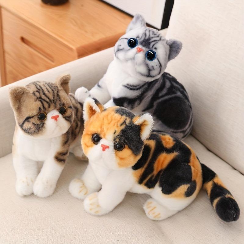 Stuffed Lifelike Cats Plush Toy Simulation American Shorthair Cute Cat Doll Pet Toys Home Decor Gift
